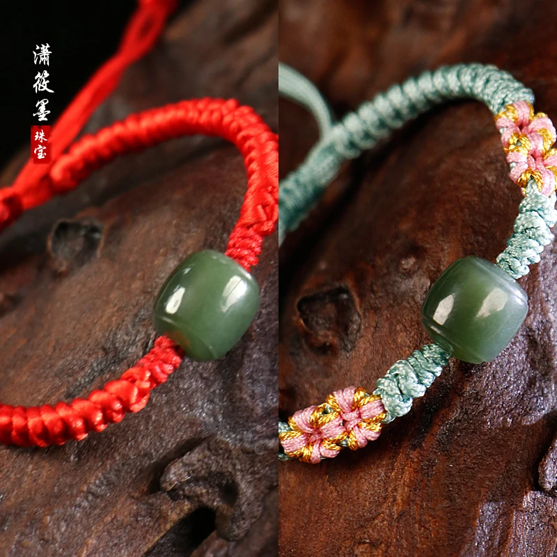 潇筱墨原创手工编织和田玉手链和田转运珠路路通手串