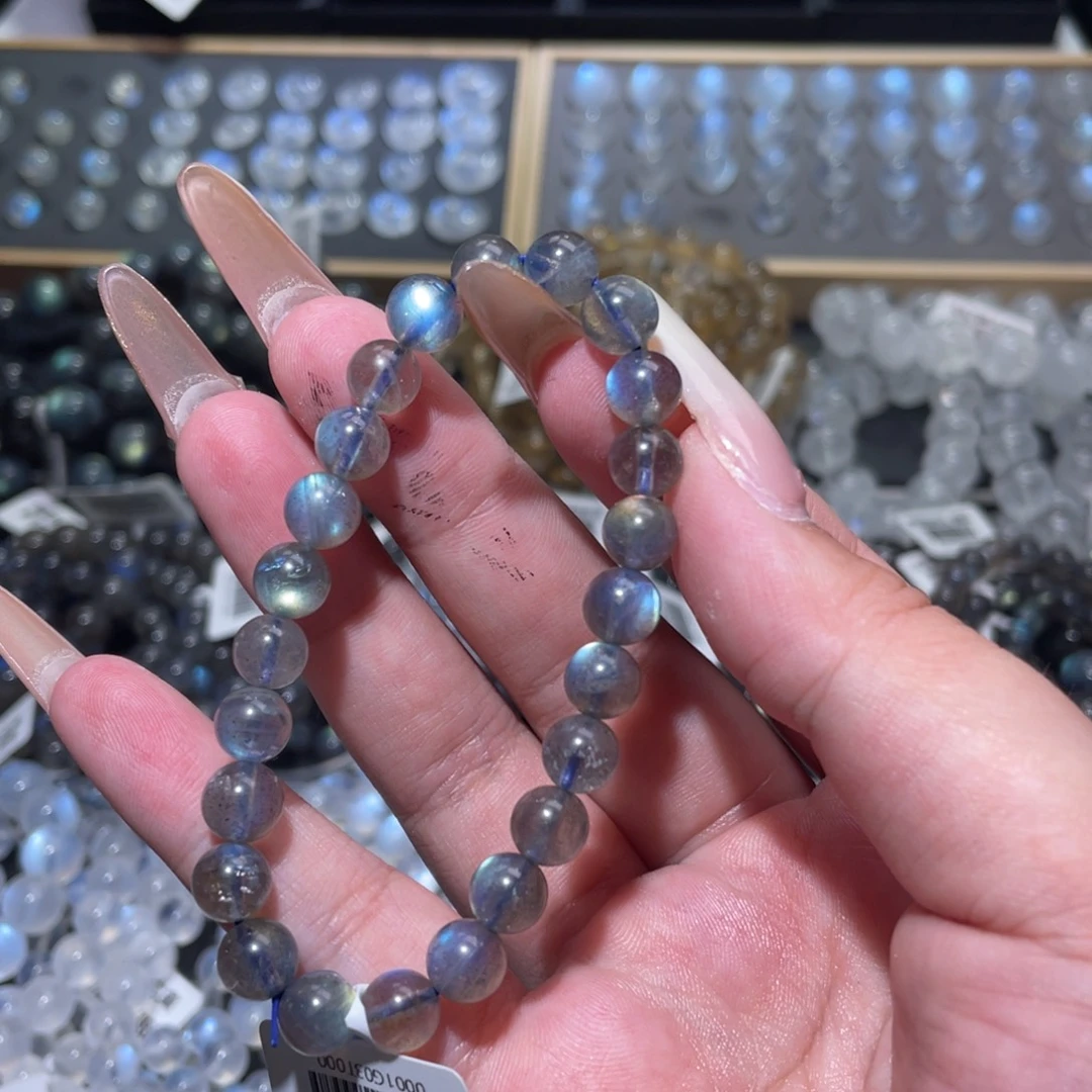 未镶嵌手链长石灰月光炫彩拉长石手链7mm