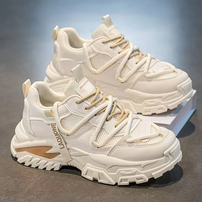 男鞋2025夏季新款网面百搭高级感休闲鞋青少年运动厚底老爹鞋子