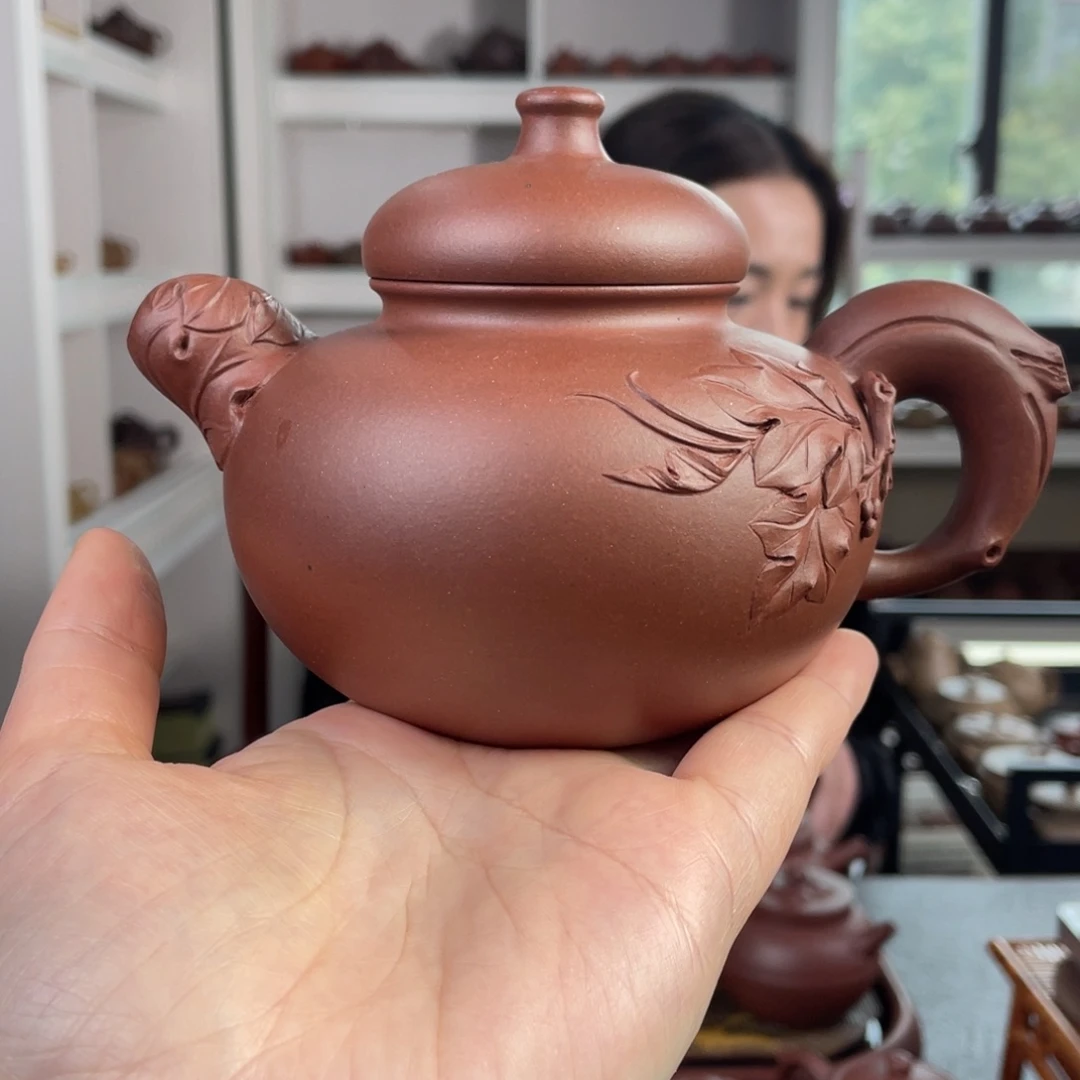紫砂茶壶底槽清葫芦贴桃360cc