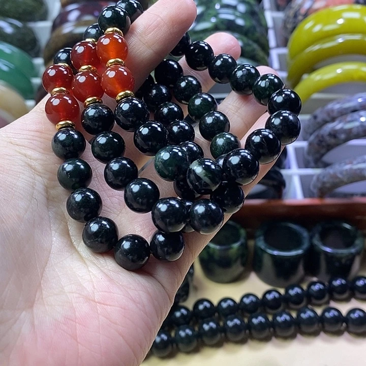 蛇纹石玉未镶嵌卡10手串