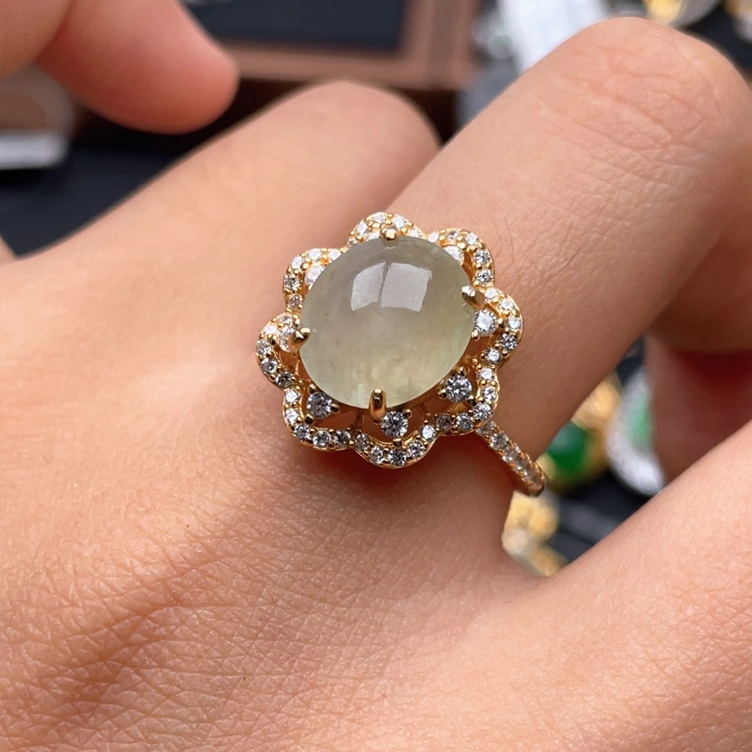 翡翠银S925镶嵌戒指11111