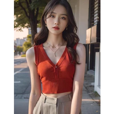 针织美背马甲内搭外穿背心吊带夏季2025新款短款辣妹露脐紧身上衣