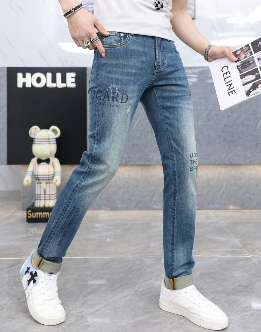 2025新款男士3170夏天薄款修身时尚高品欧货蓝色水洗牛仔裤