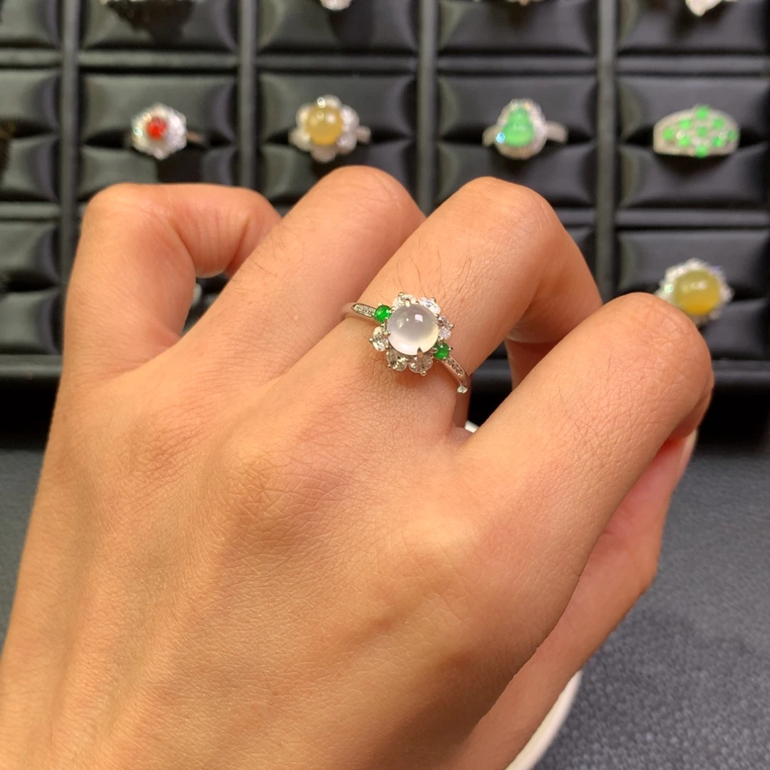 翡翠银S925镶嵌戒指