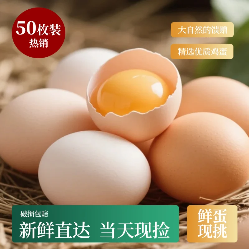50枚新鲜散养农家鸡蛋山林散养土鸡当日鲜蛋营养丰富lxG