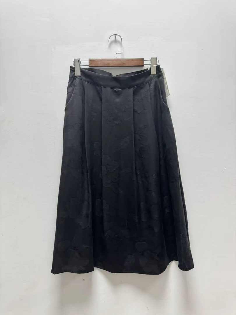 桑蚕丝花罗提花行云纱女裙24032