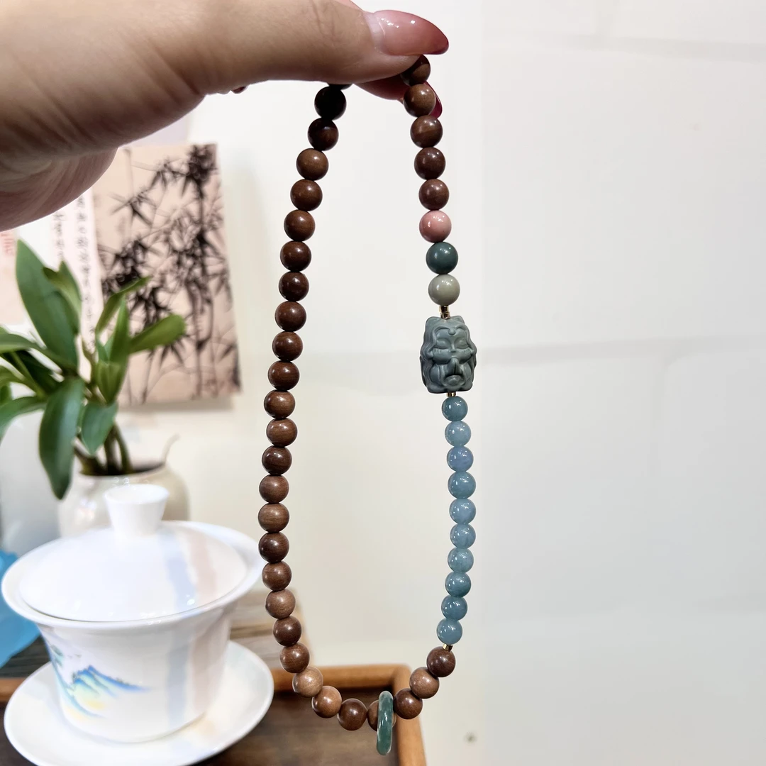 非金属木质手链 天青色蓝水黑肉老山檀凤九卡8双圈