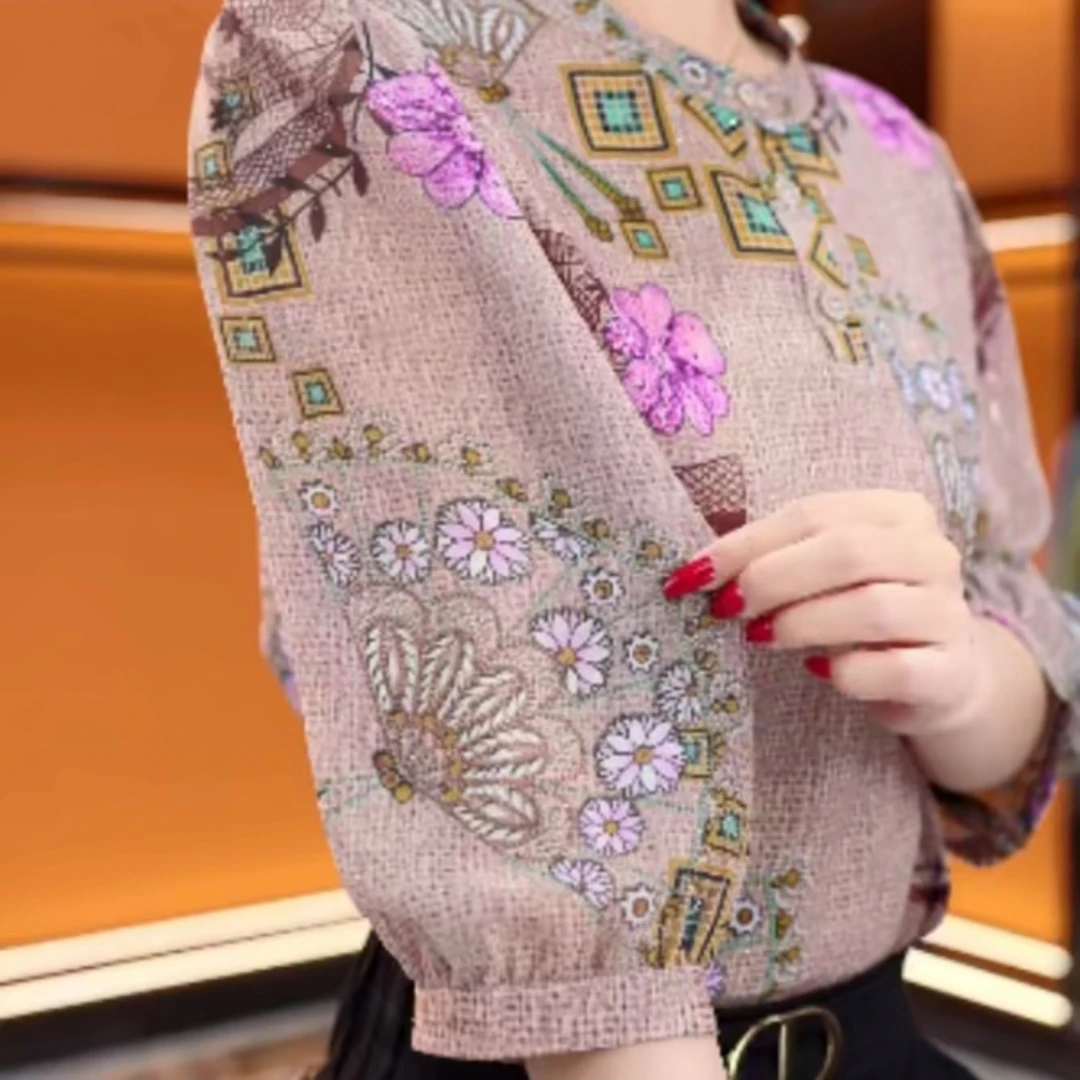 6119大码夏季纨扇之绢优雅洋气衫