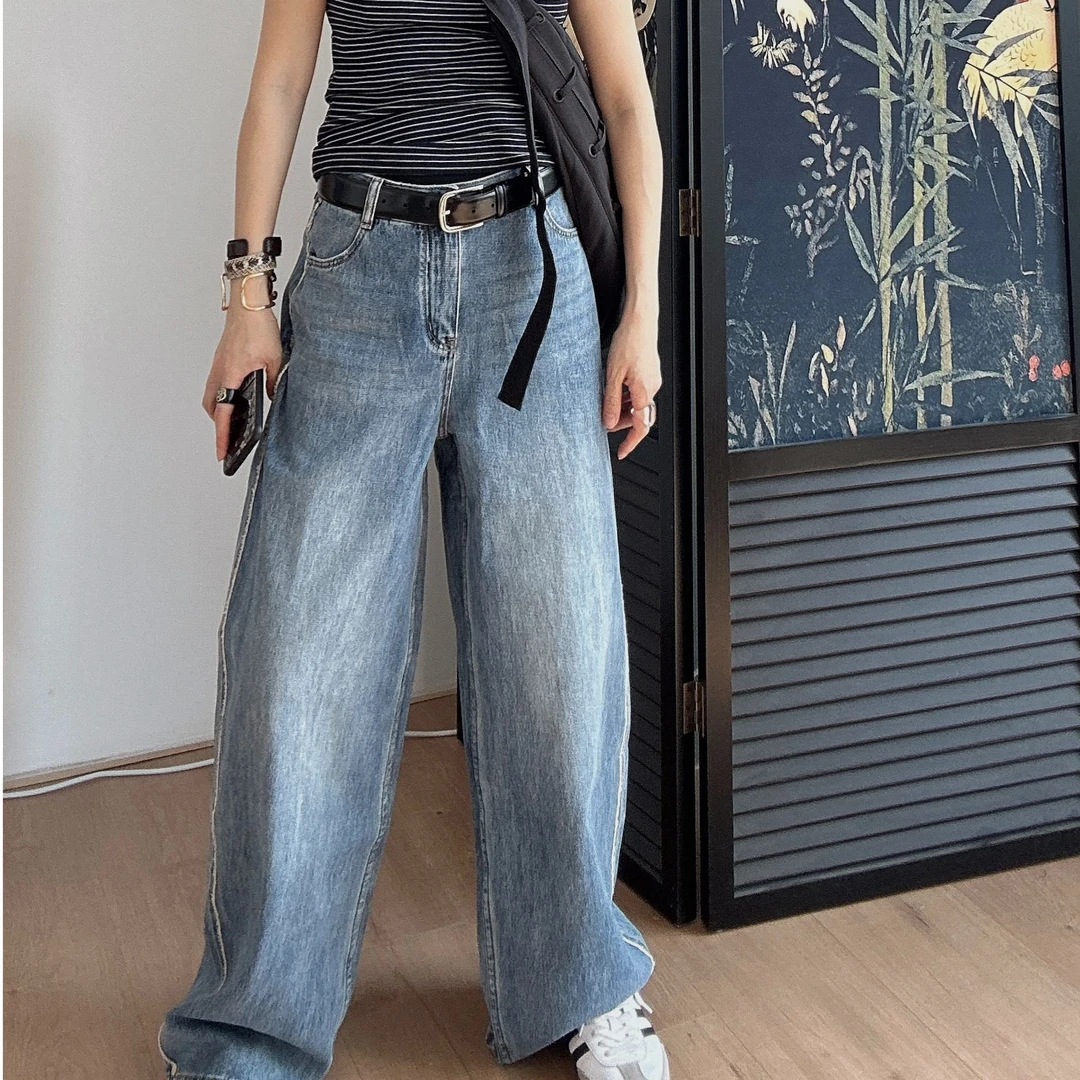 Action Studios大大100棉花边宽松牛仔裤SS7798