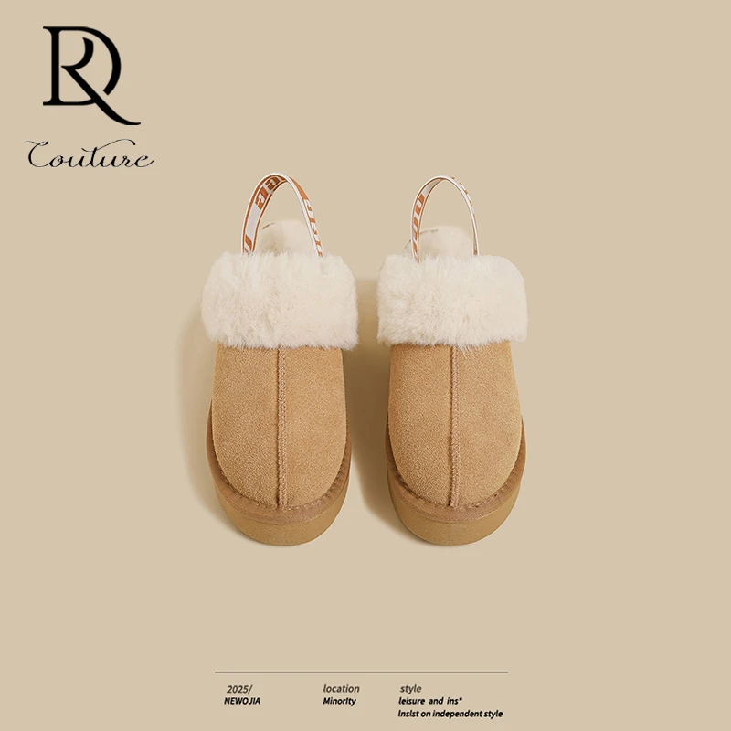 【DR专柜正品】两穿毛毛拖鞋女皮毛秋冬2025包头半拖厚底松糕棉鞋