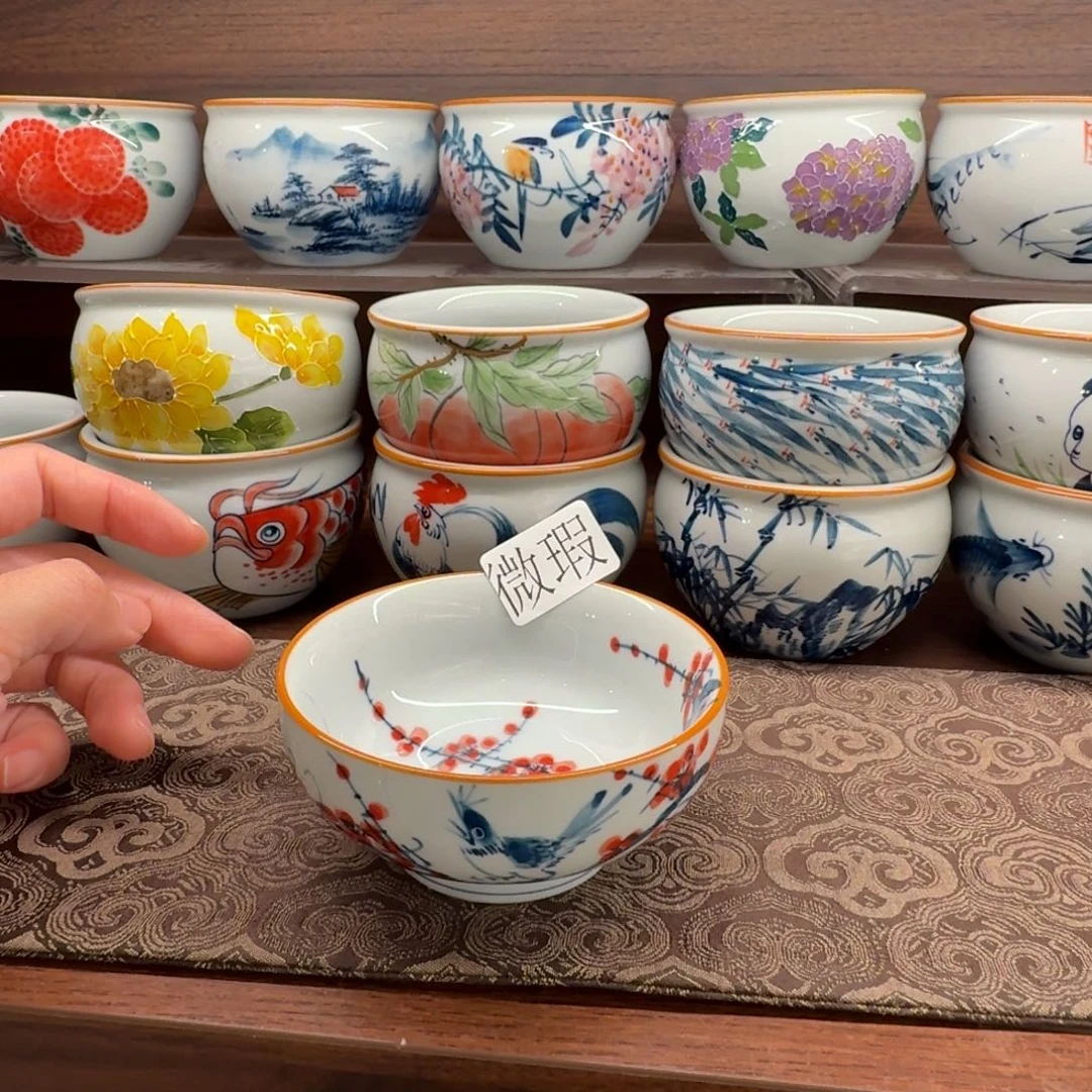 釉下手绘茶具微瑕