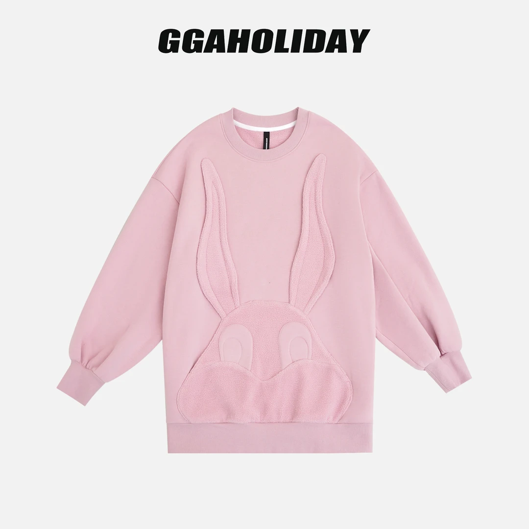 GGAHOLIDAY时尚休闲潮流长袖圆领百搭秋冬宽松型加绒卫衣-154174