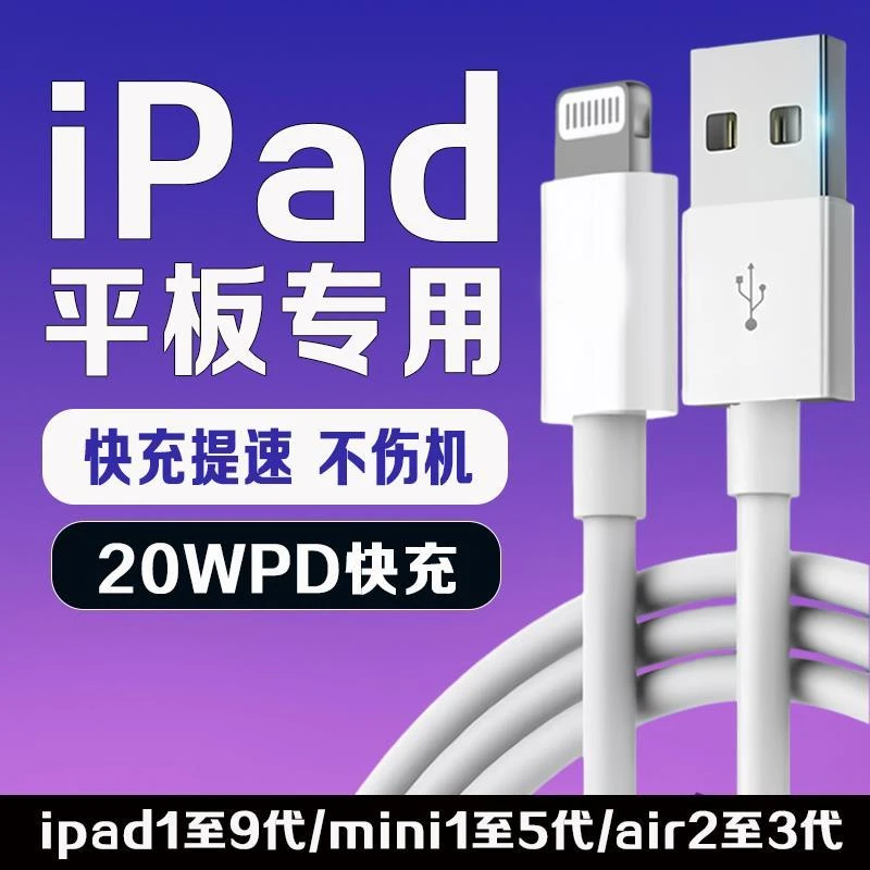 适用苹果iPad9充电器ipadair2/air3/ipadmini4/iPad8原装快充PD线