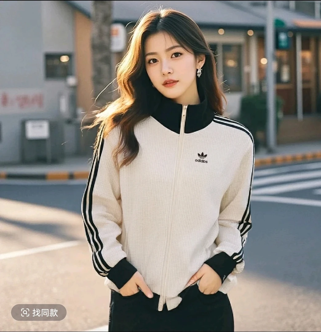 【梓愉华夫格】Jennie同款拉链秋冬季立领薄款刺绣华夫格外套0109