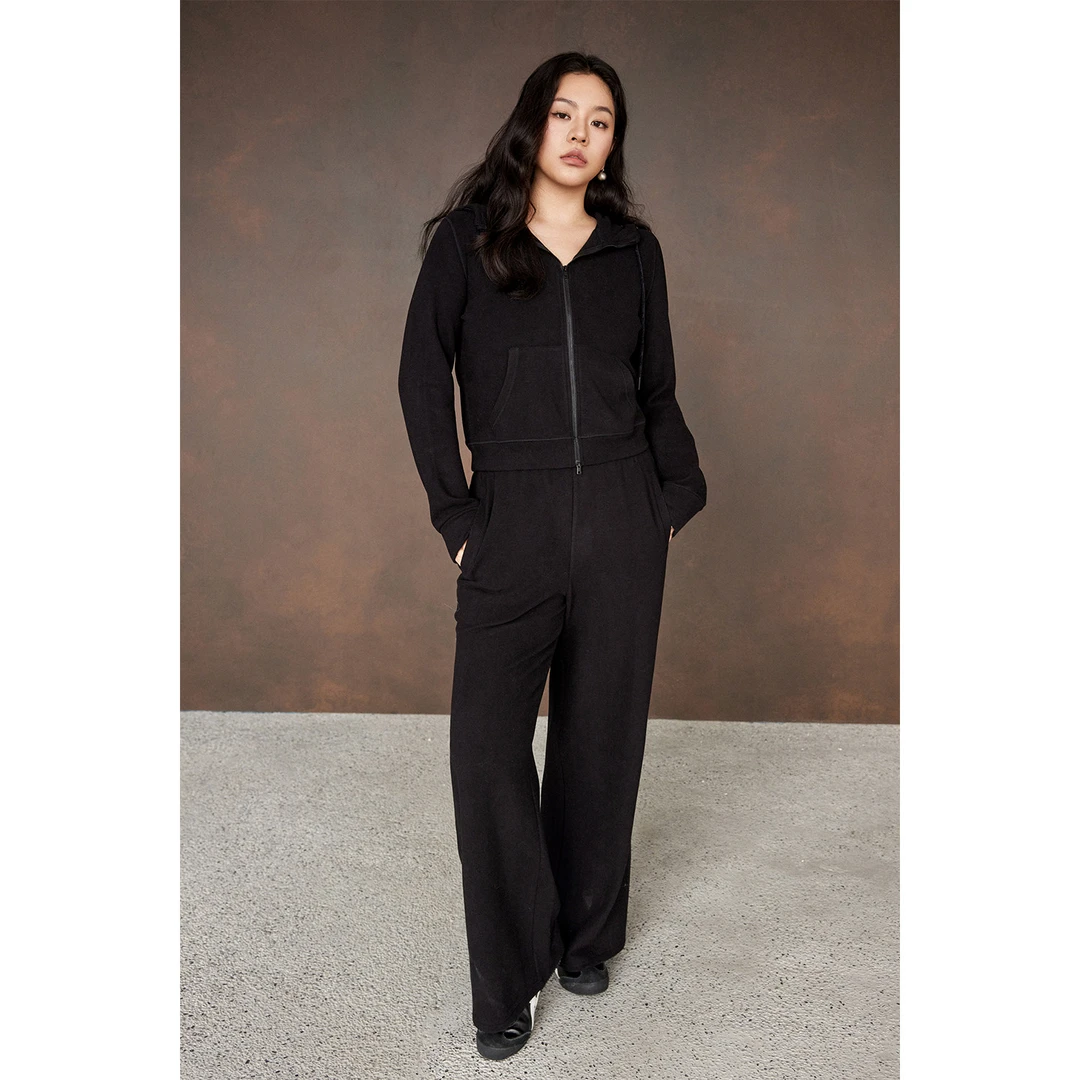 PLUSMALL LU系乖乖女 蚕丝羊毛针织卫衣直筒裤套装PM2512018ABC