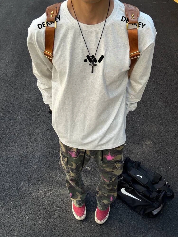 秋冬重磅纯棉长袖t恤男上衣宽松休闲百搭高街潮流韩版情侣美式