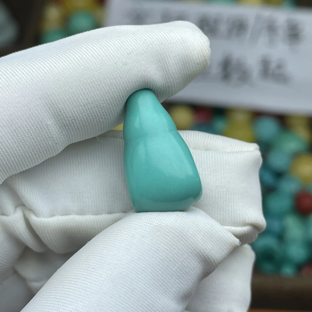 【A62】12mm果冻绿三通高瓷绿满工精雕散珠文玩顶珠配珠配饰