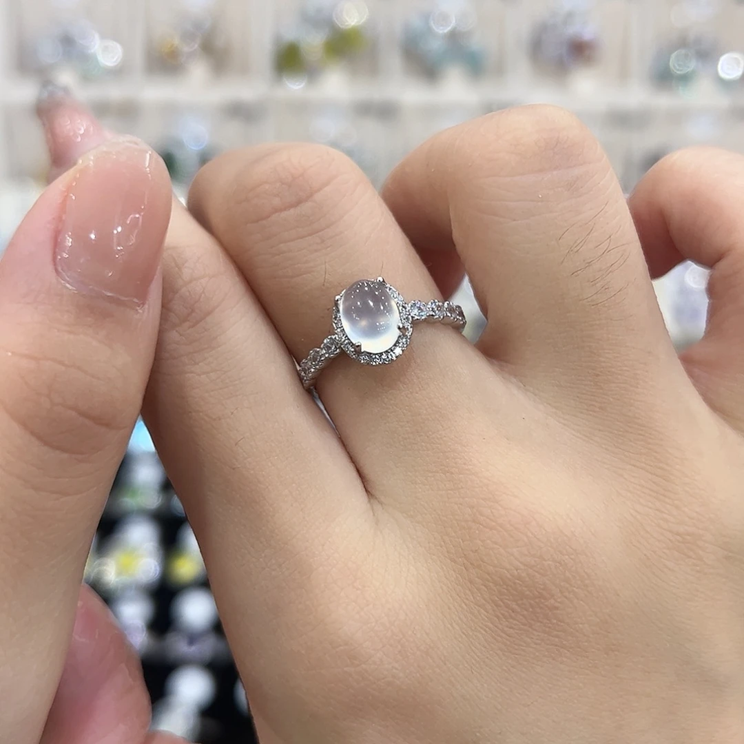 百***天岫玉银S925镶嵌戒指