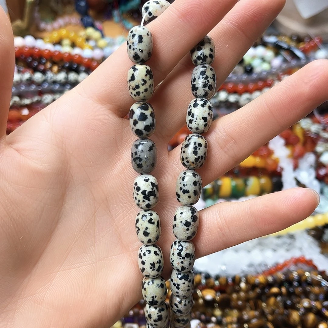 玛瑙/玉髓未镶嵌珠宝半成品10×14斑点石枣珠一条