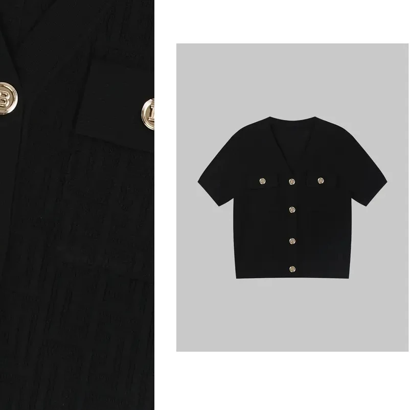 慵懒简奢～2025春夏高定肌理感提花气质冰感短袖针织衫