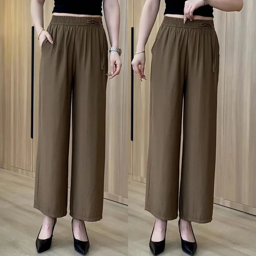 【舒适透气】新中式九分裤宽松国风松紧腰百搭薄款直筒裤垂感