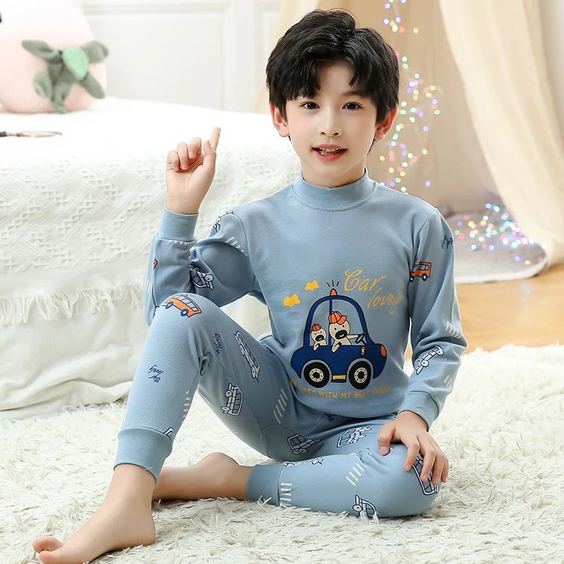 儿童100%纯棉秋衣秋裤秋冬内衣套装冬打底衫全棉男童中大童家居服