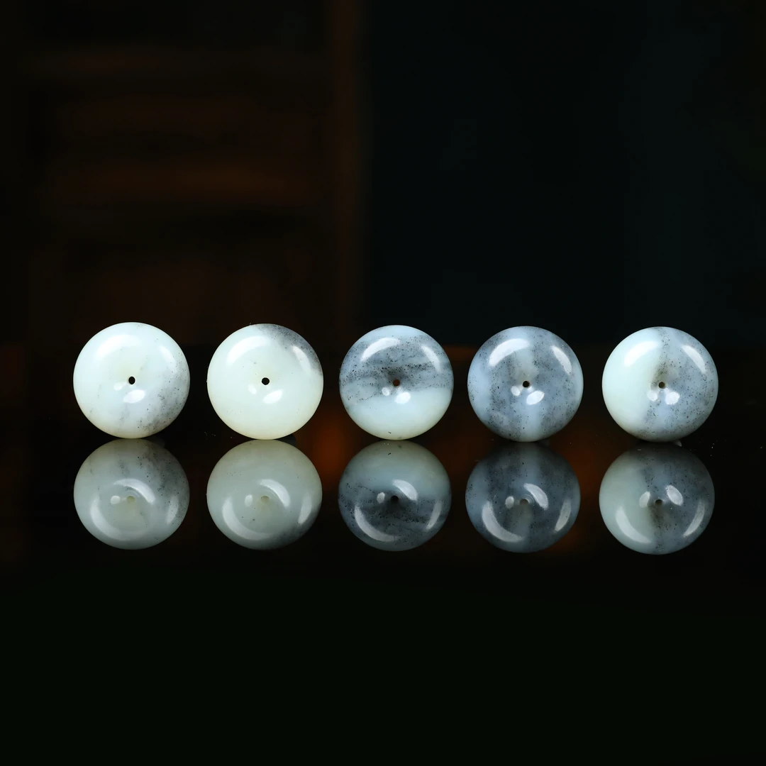 【潮生珠宝】·臻品·和田玉青花平安扣25mm意境山水吊坠多样性发一