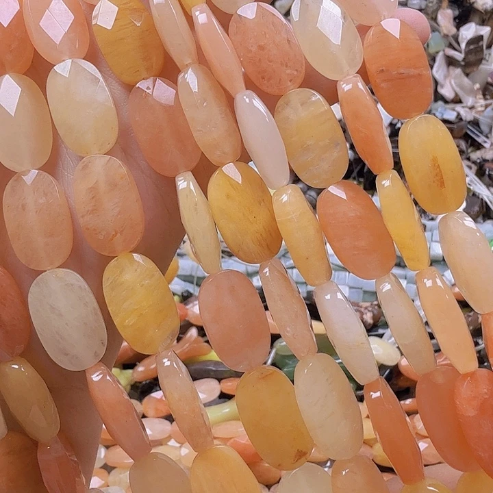 水晶珠宝半成品未镶嵌卡12×20缅黄蛋型切面一条