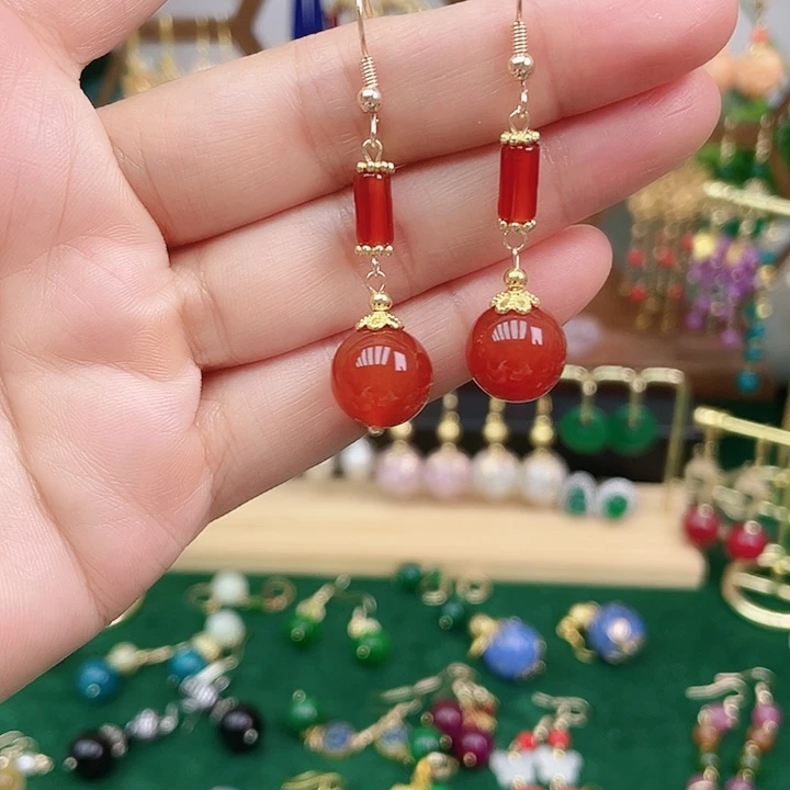 玛瑙/玉髓耳钉合金
