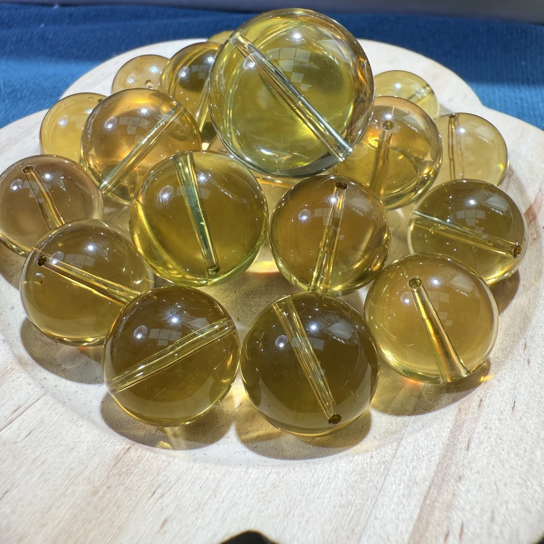 特级全净黄水晶无冰纹单珠