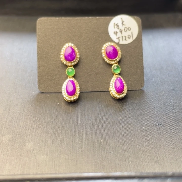 苏纪石（舒俱来）18K金镶嵌耳钉