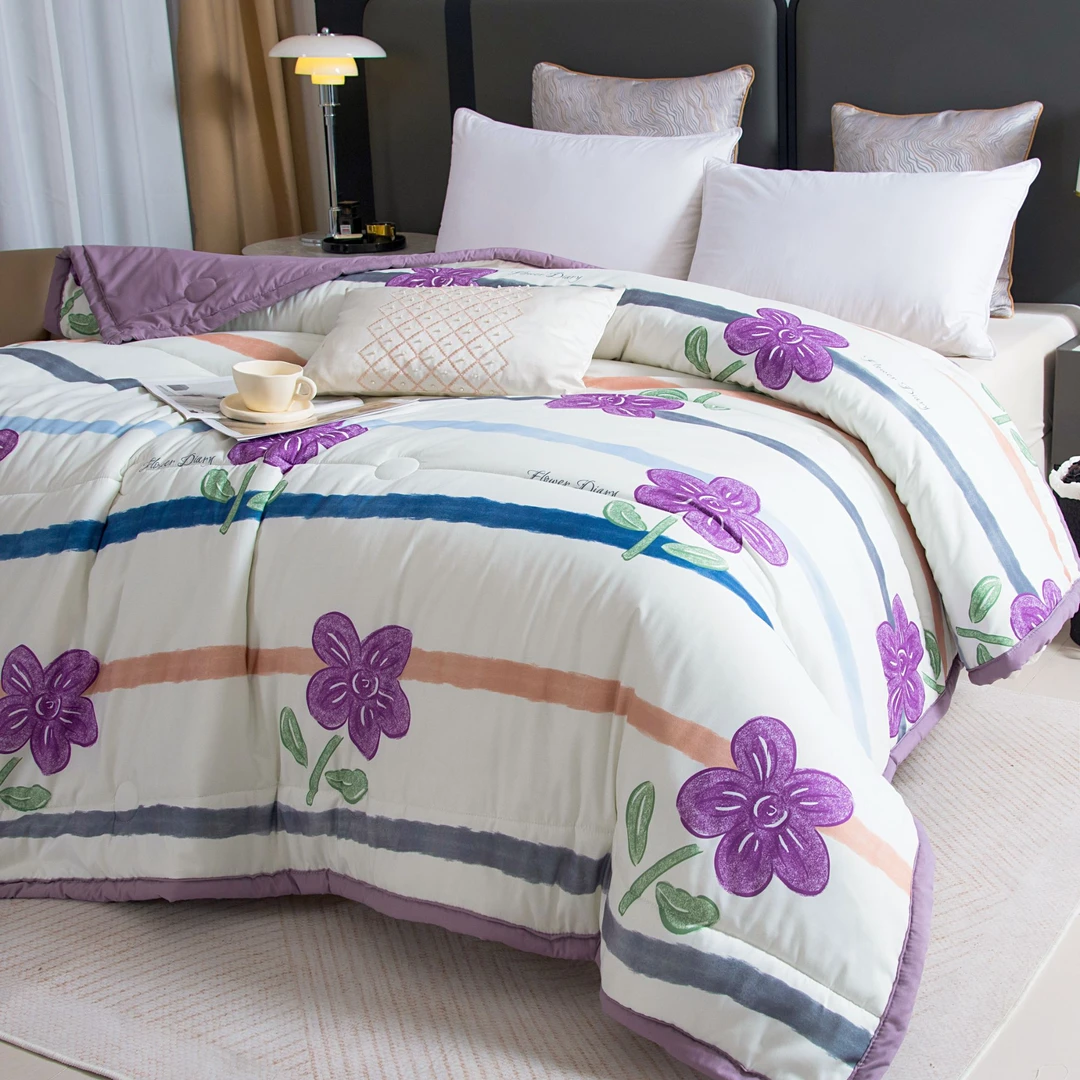 2025新款小清新印花双面糯糯绵春秋四季被