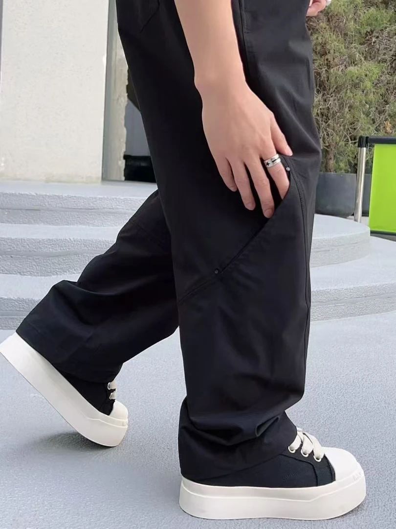 夏季宽松休闲裤纯色阔腿直筒卫裤潮流黑色长裤百搭阔腿裤ins裤子