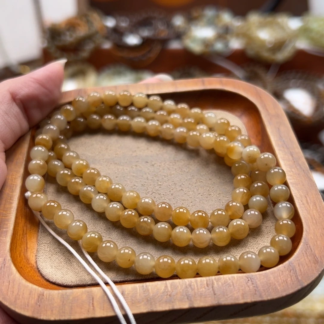 毛衣链未镶嵌和田玉珠串6mm