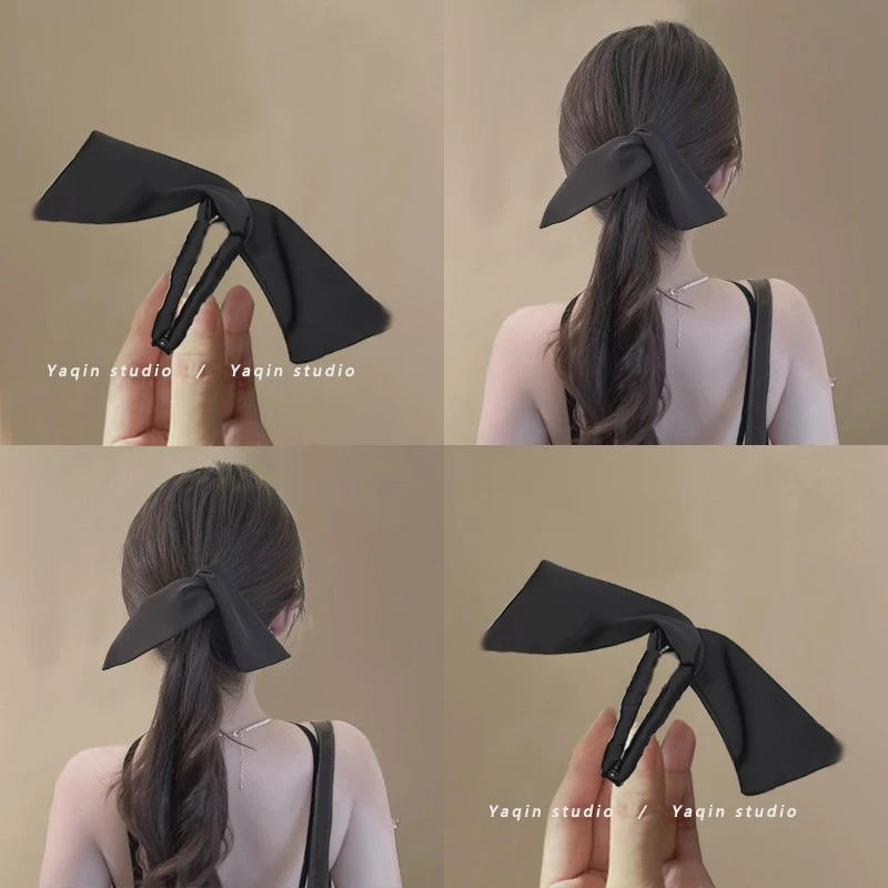 绸缎兔耳朵！香蕉夹抓夹女竖夹！发夹发卡马尾夹防滑盘发器发饰