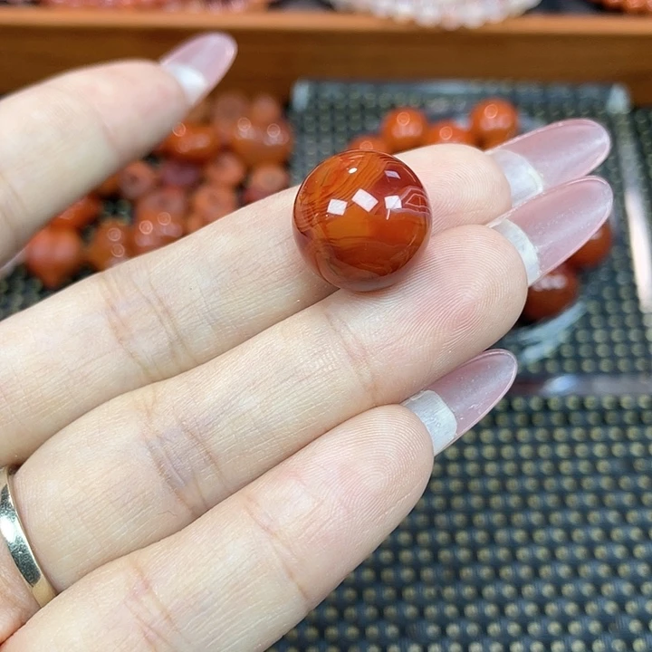 南红玛瑙未镶嵌颈饰火焰纹单珠