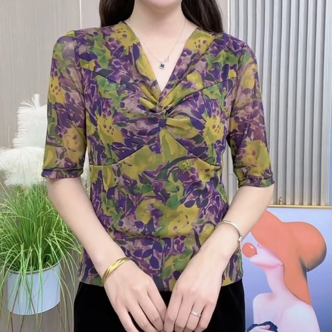 大码女装胖mm2025年夏季新款时尚气质短袖T恤上衣洋气印花可露丽