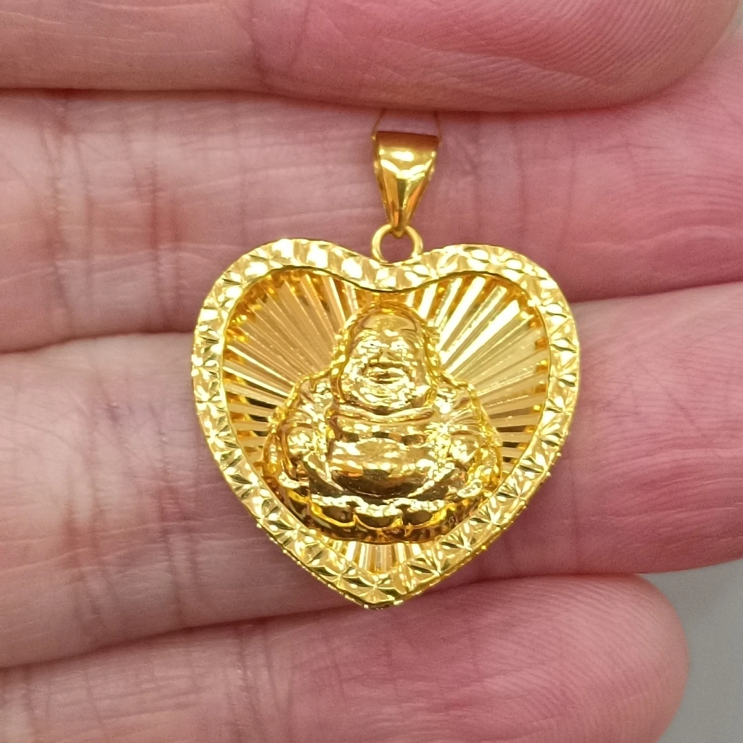 足金999黄金吊坠女式真金正品纯黄金挂坠新款闪亮精品爱心佛坠子