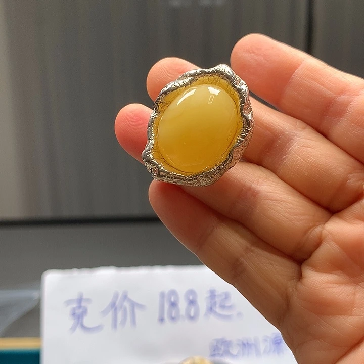 银S925镶嵌琥珀手链波兰设计款琥珀蜜蜡