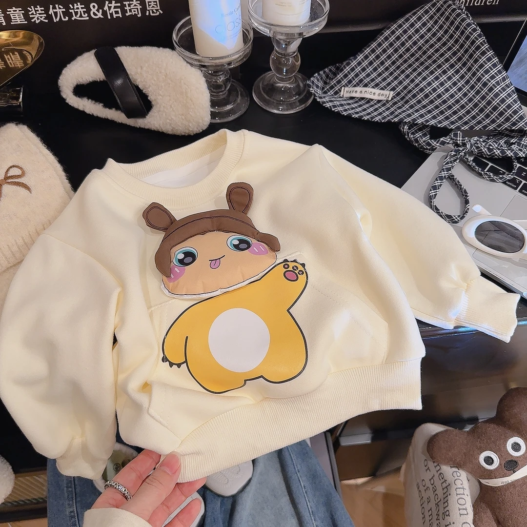 【小奶龙】2025儿童秋季韩版时尚圆领休闲卡通玩偶印花卫衣男女童