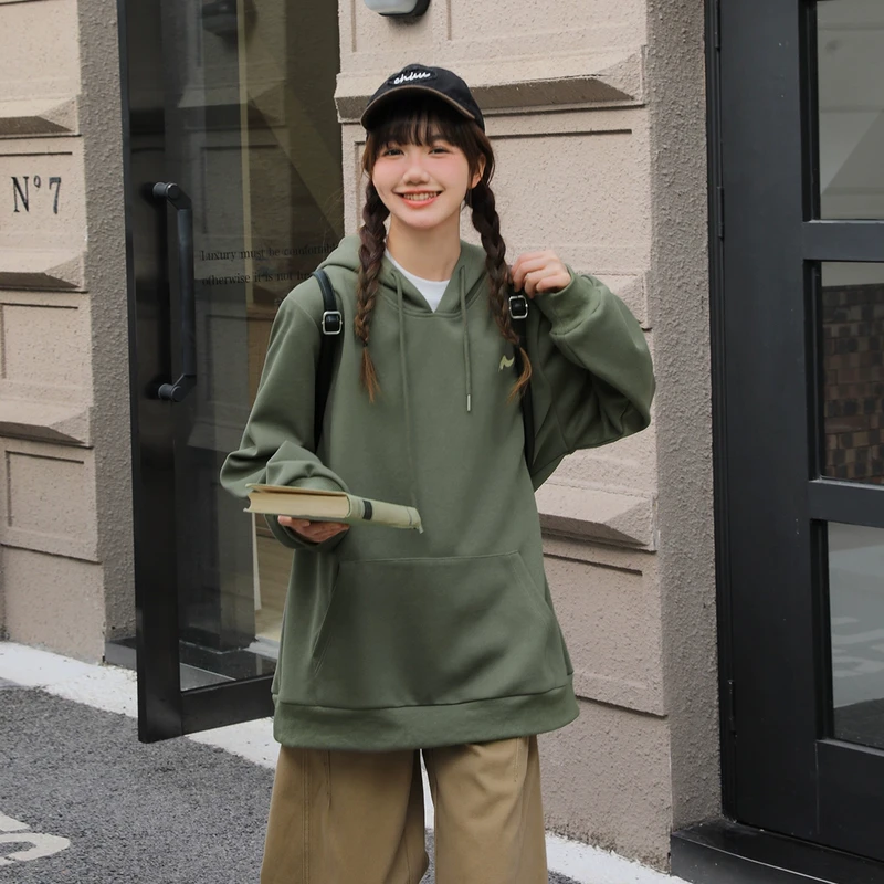 【现现专场】春季新款显瘦宽松上衣胖mm连帽美式慵懒chic卫衣