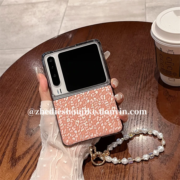 适用华为purax手机壳典藏版折叠屏高级感皮质豹纹链条保护壳女款