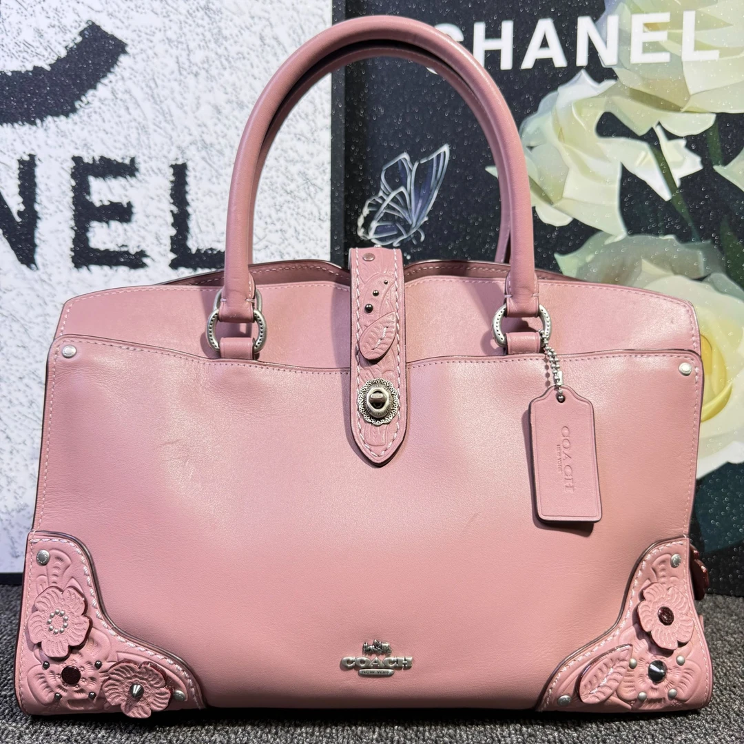 95新 COACH/蔻驰 干枯玫瑰色手提包G25100660尺寸29.5x20