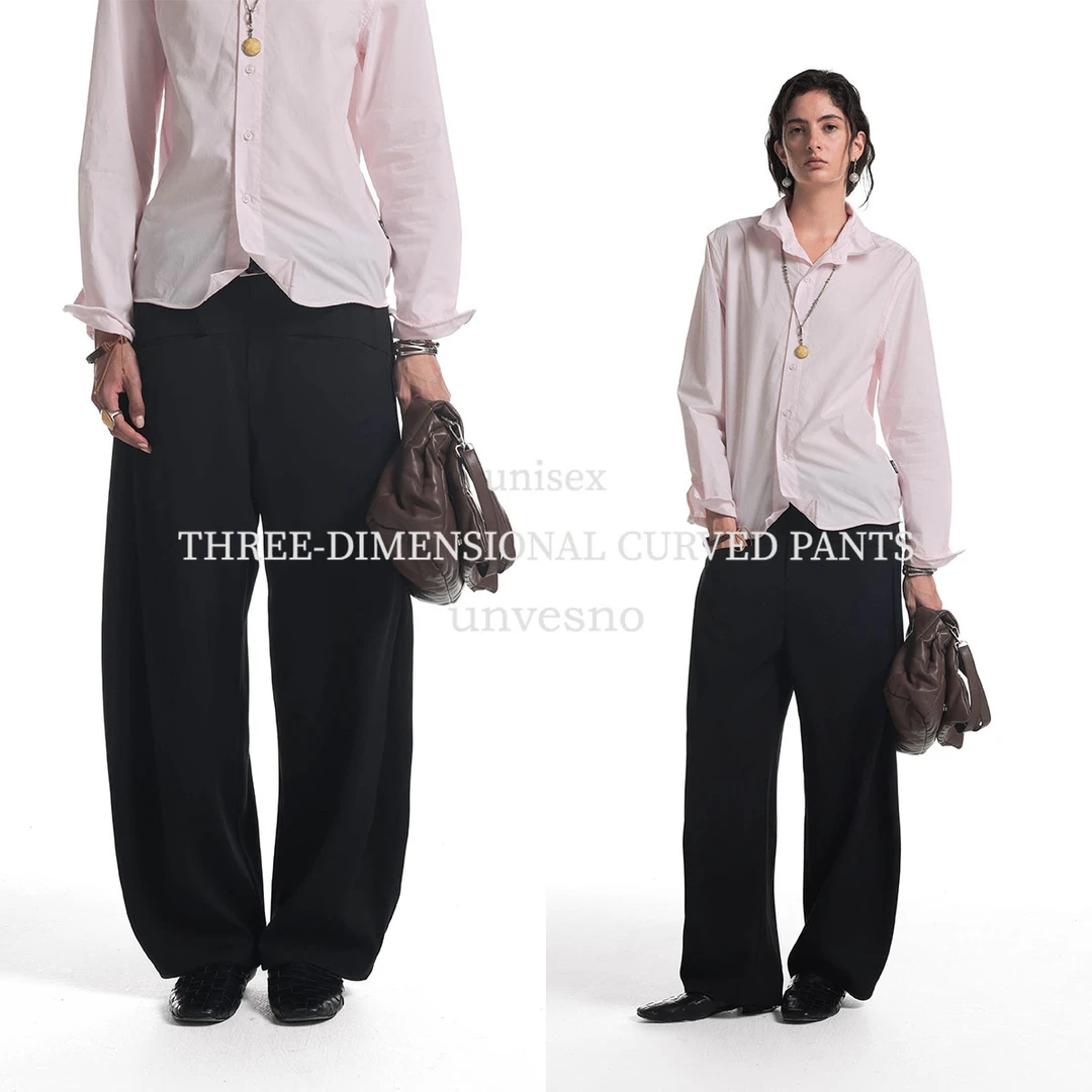 Unvesno(UN)密西西斜切结构百搭结构抗皱立体微香蕉弯刀西裤