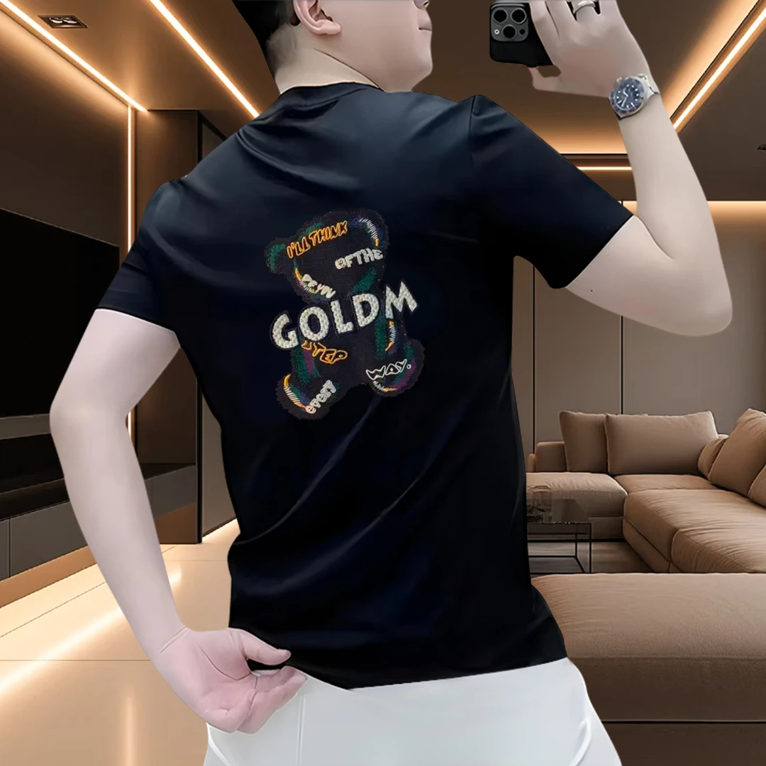 休闲圆领T恤短袖男2025爆款时尚夏季潮流印花气场强大高级感男装