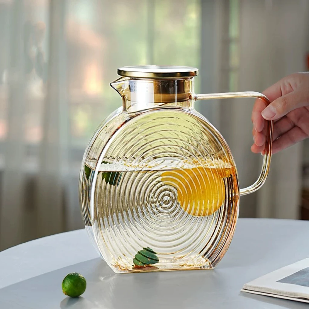 轻奢创意耐热琥珀色冰箱壶玻璃壶家用大容量高颜值高硼硅冰水壶具