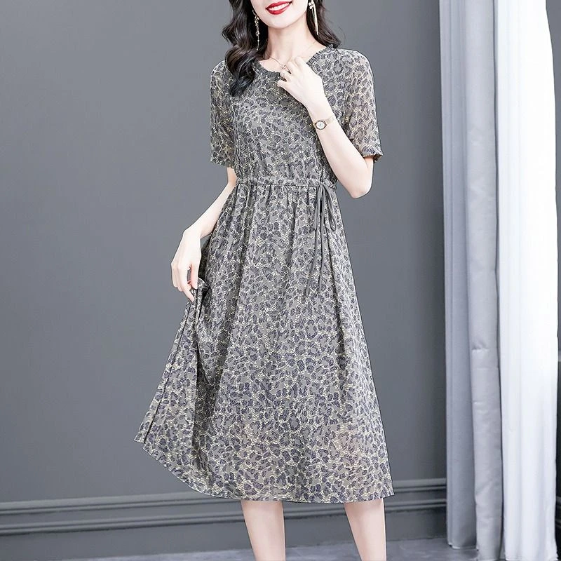 外贸出口正宗真丝连衣裙2025新款夏季垂坠感真品桑蚕丝碎花长裙子