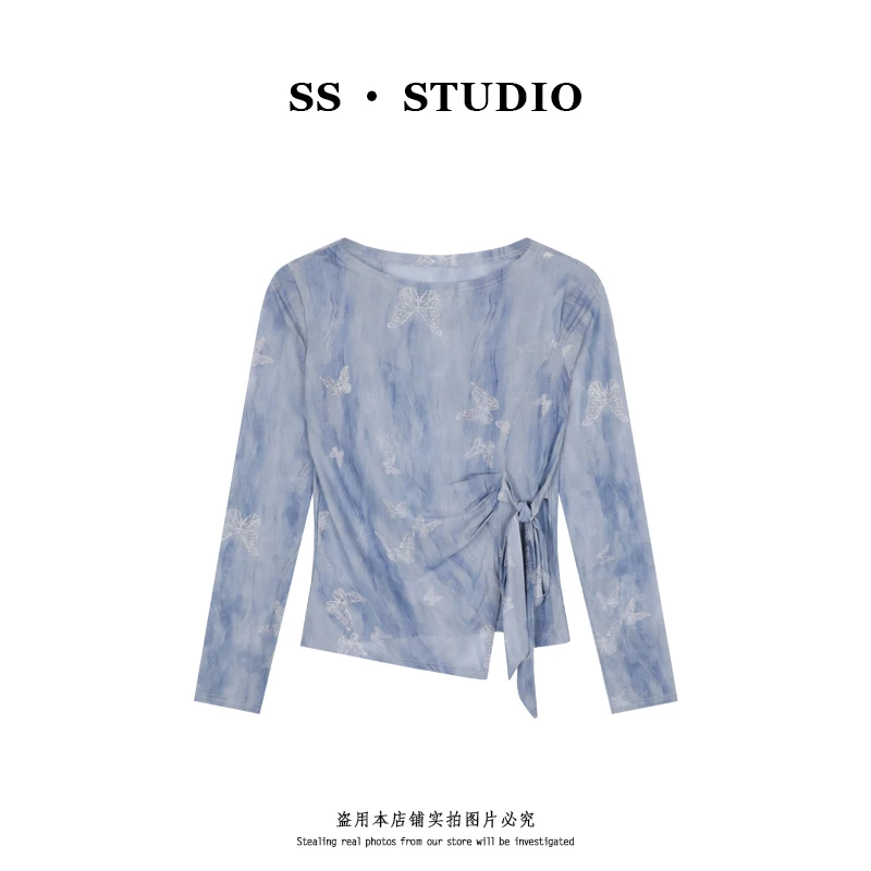 【SUSU】气质显瘦扎染“蝴蝶”印花长袖网纱防晒上衣SS-5314