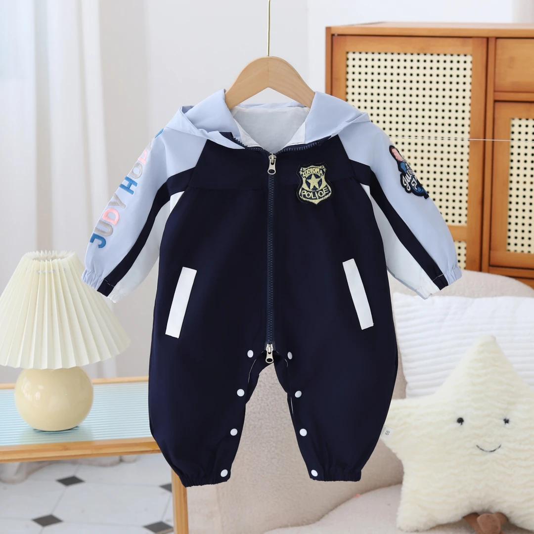 J秋季上新婴幼儿时尚可爱卡通兔子警官哈衣宝宝休闲洋气连体衣Q48
